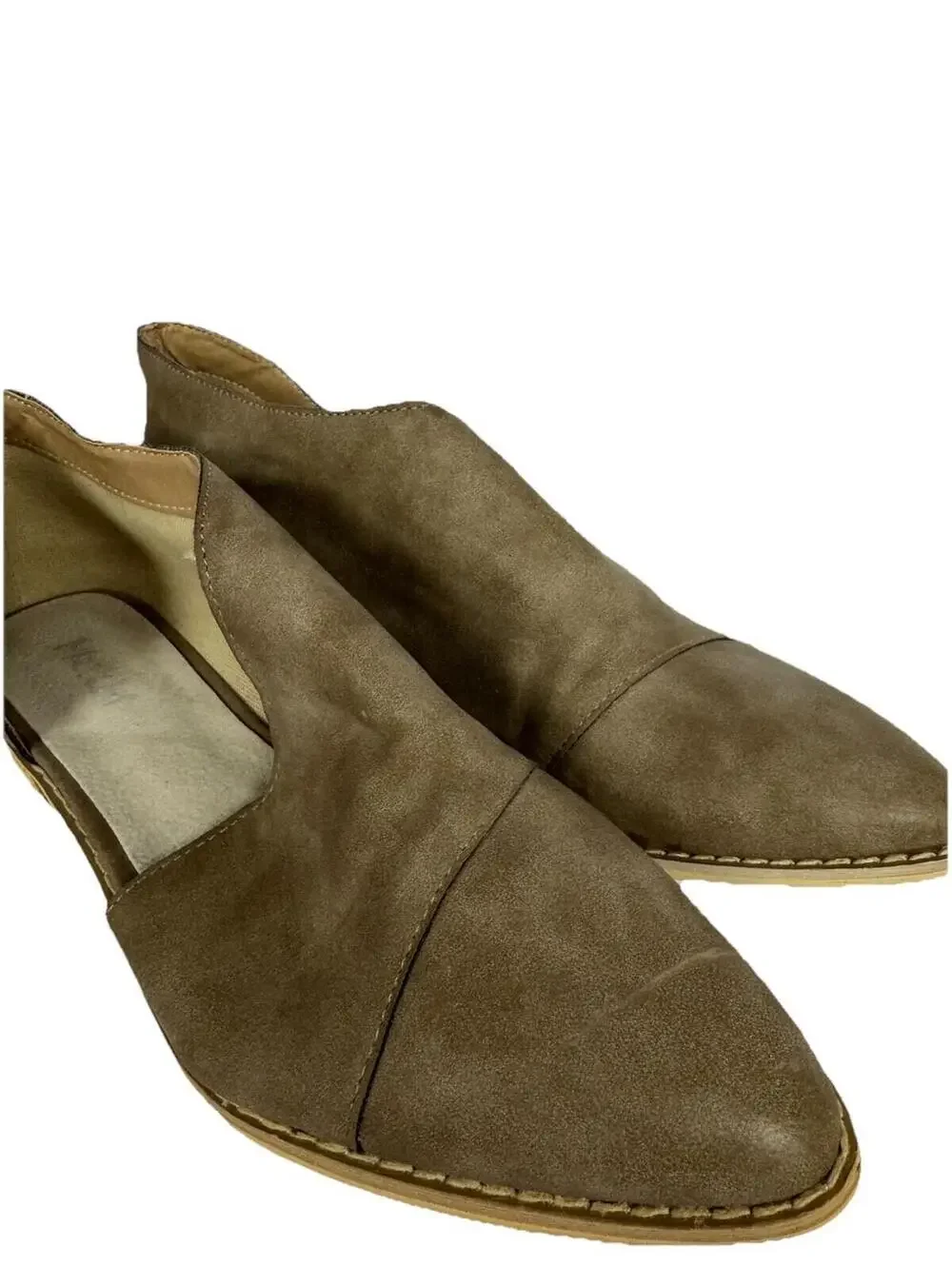 (RC) Women’s Taupe Suede Slip On Flats Low Heel Almond Toe Casual Comfort 10